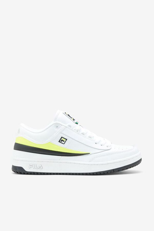 Fila T-1 Mid Men's Tennis Shoes - White/Yellow/Black,NZ 180-24016